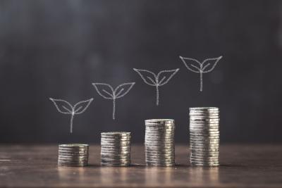 Coins on dark background