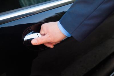 Door being opened of limousine