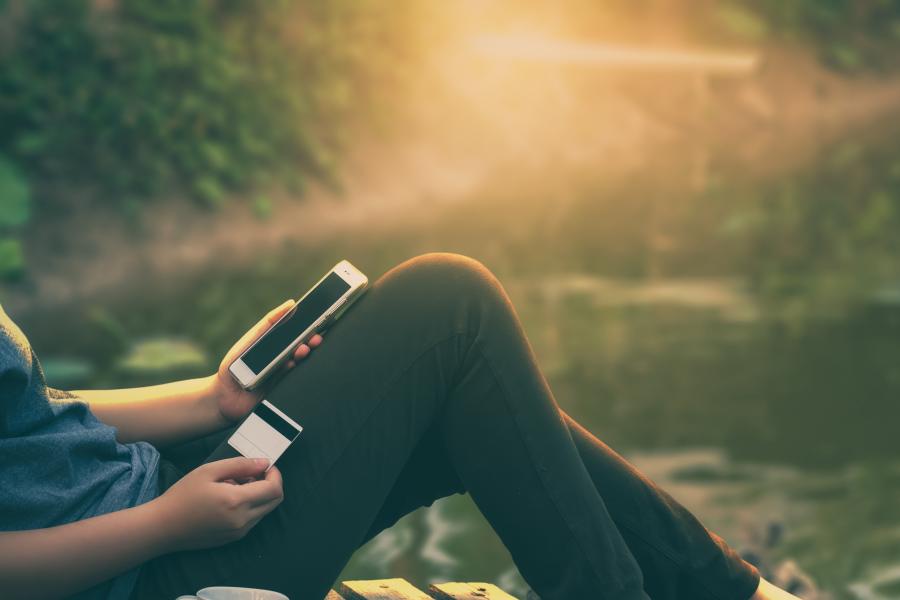 Woman using Digital Banking