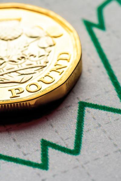 pound coin and graph